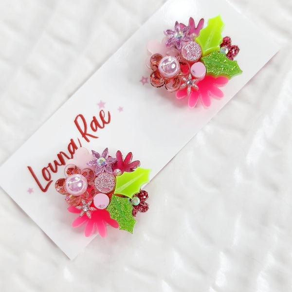 Christmas Flower Bouquet Stud Earrings - 004