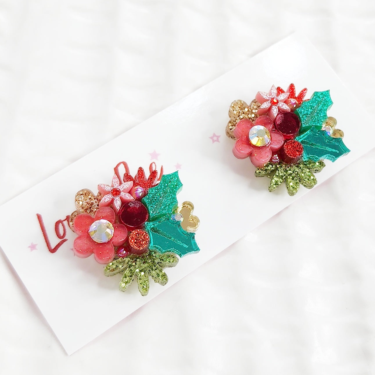 Christmas Flower Bouquet Stud Earrings - 003