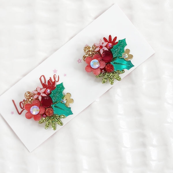 Christmas Flower Bouquet Stud Earrings - 003