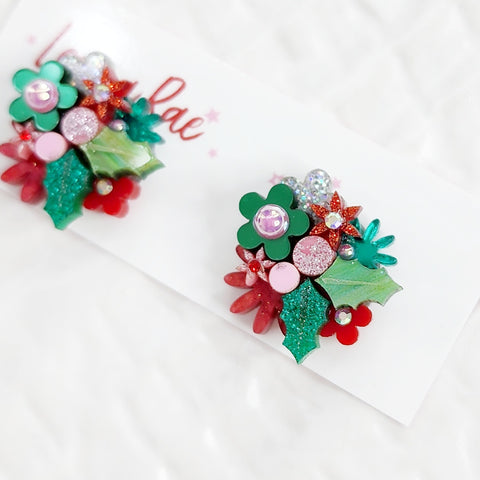 Christmas Flower Bouquet Stud Earrings - 002