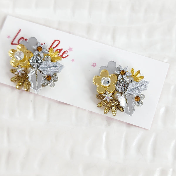 Christmas Flower Bouquet Stud Earrings - 014