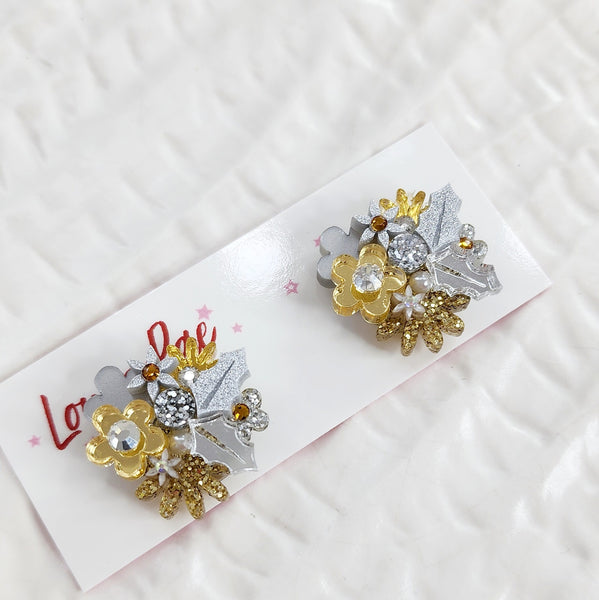 Christmas Flower Bouquet Stud Earrings - 014