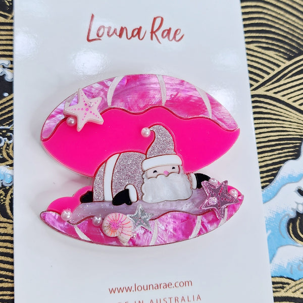 Santa in a Pink Shell Brooch