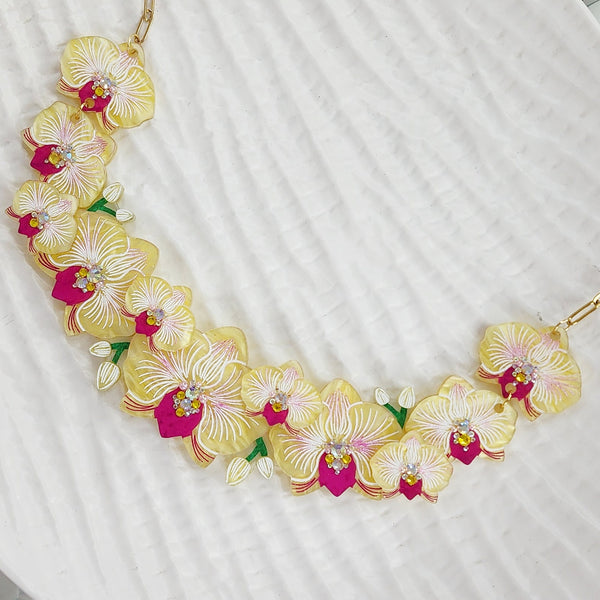 Yellow Orchid Necklace