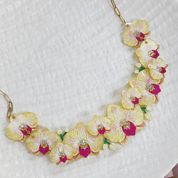 Yellow Orchid Necklace