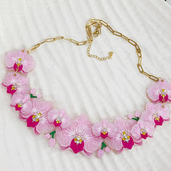 Pink Orchid Necklace