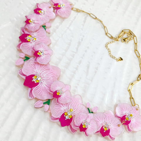 Pink Orchid Necklace