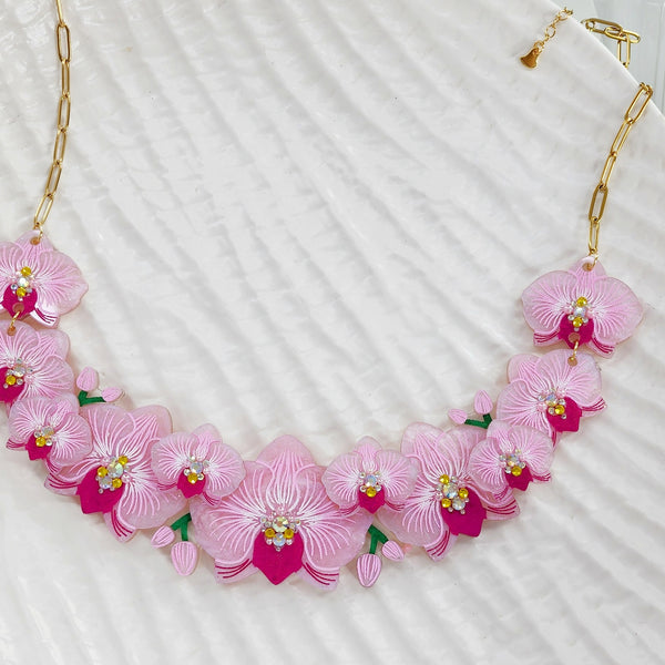 Pink Orchid Necklace