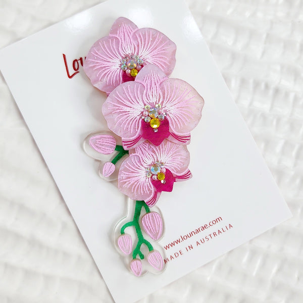 Pink Orchid Brooch
