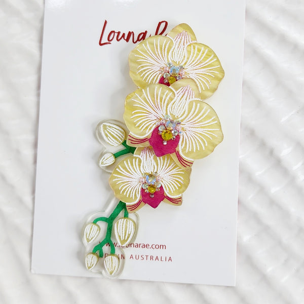 Yellow Orchid Brooch