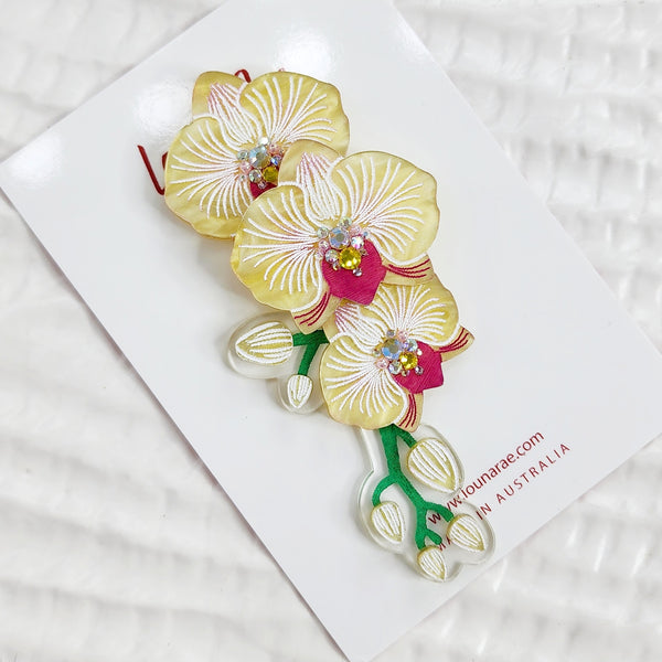 Yellow Orchid Brooch
