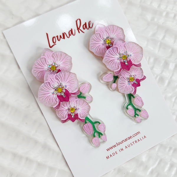 Pink Orchid Earrings