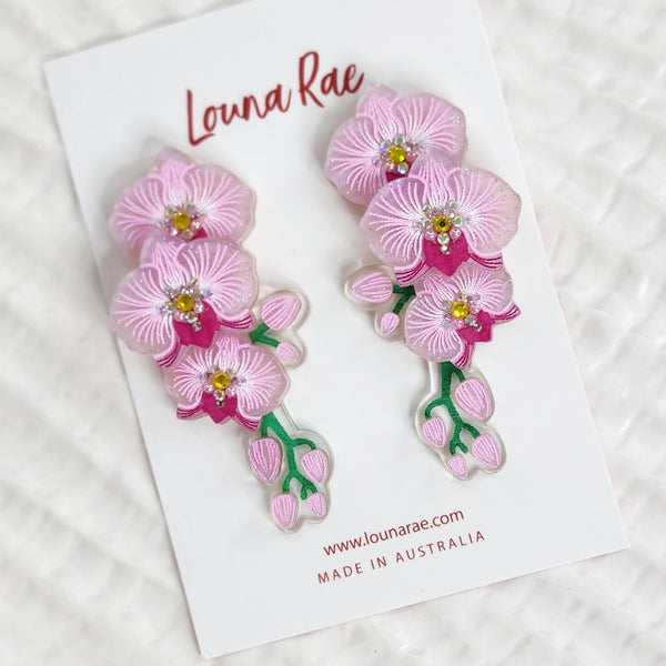 Pink Orchid Earrings