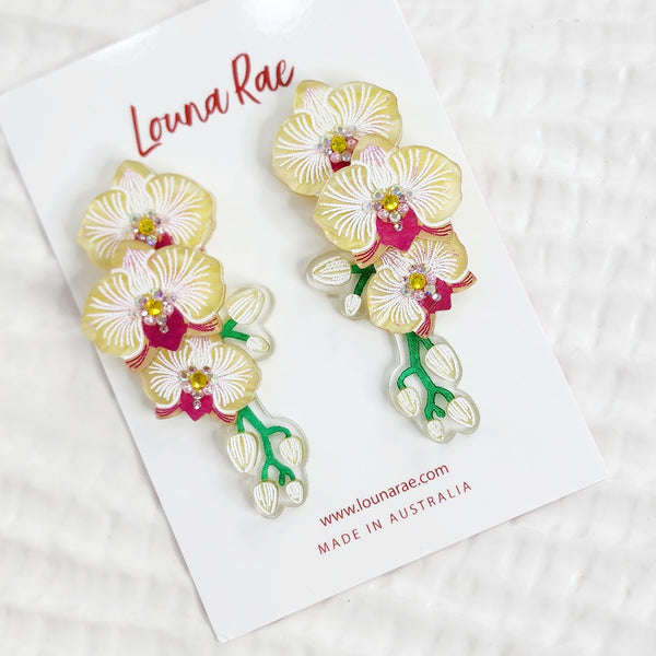 Yellow Orchid Earrings