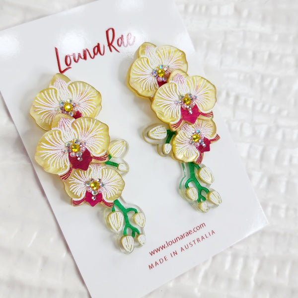 Yellow Orchid Earrings