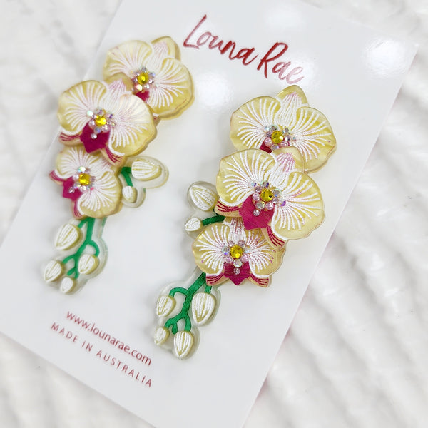 Yellow Orchid Earrings