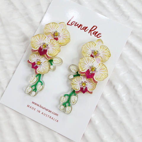 Yellow Orchid Earrings