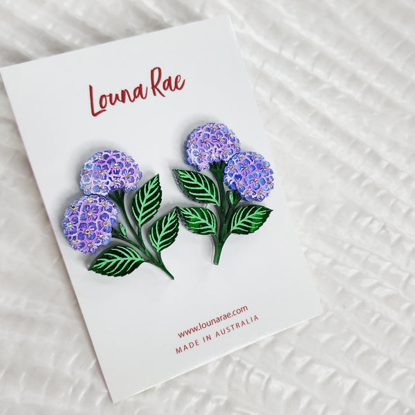 Hydrangea Earrings - Purple