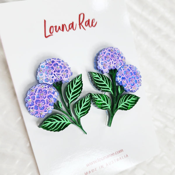 Hydrangea Earrings - Purple