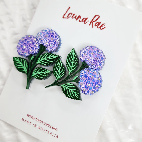 Hydrangea Earrings - Purple