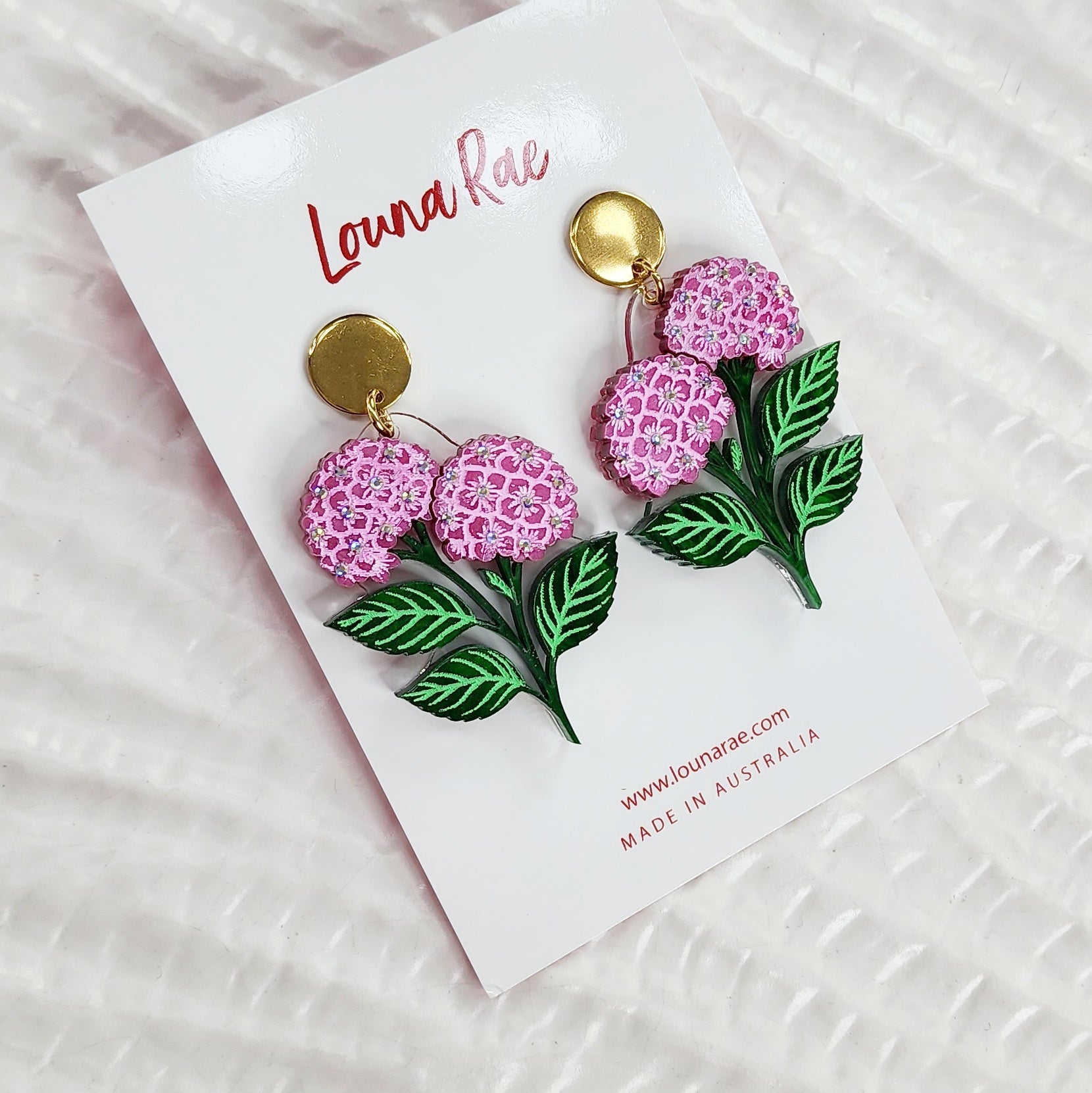 Hydrangea Dangle Earrings - Pink