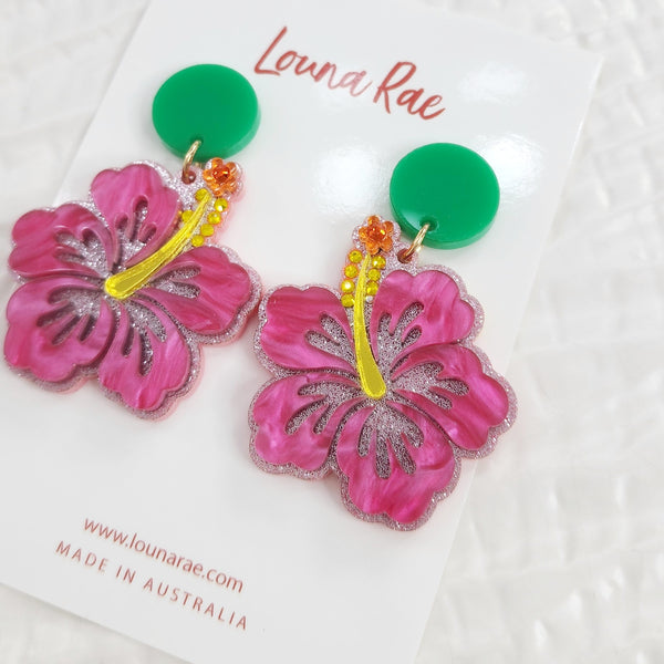 Hibiscus Dangle Earrings - 001
