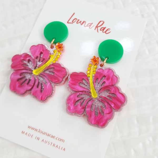 Hibiscus Dangle Earrings - 001