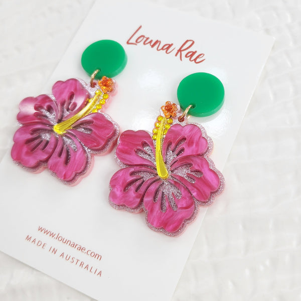 Hibiscus Dangle Earrings - 001