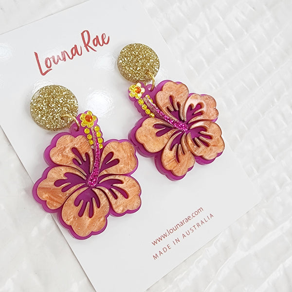 Hibiscus Dangle Earrings - 003