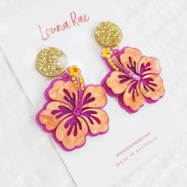 Hibiscus Dangle Earrings - 003