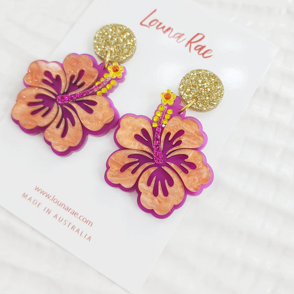 Hibiscus Dangle Earrings - 003