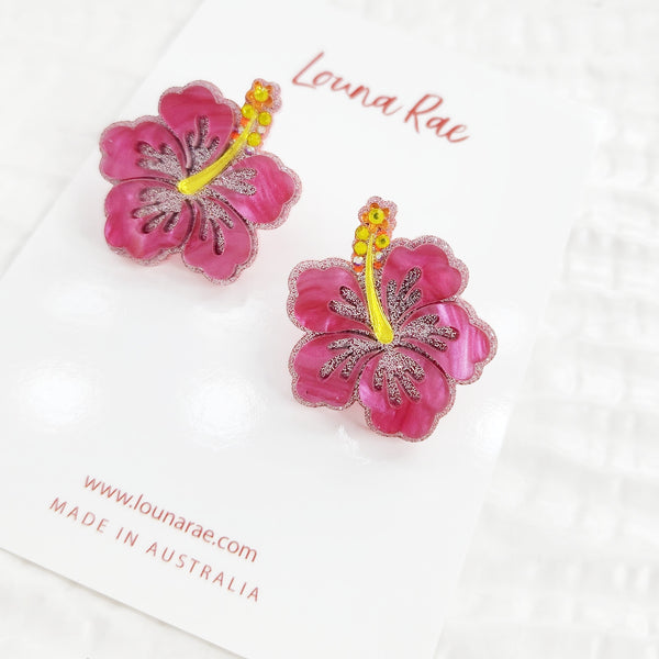 Hibiscus Stud Earrings - 001