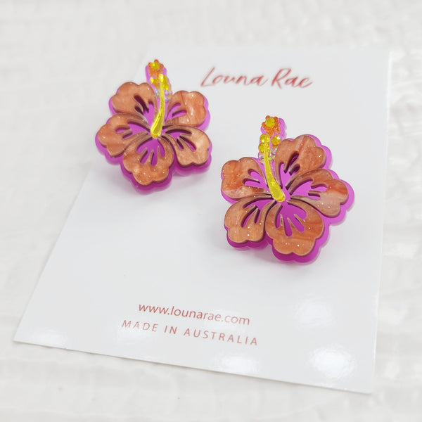 Hibiscus Stud Earrings - 003