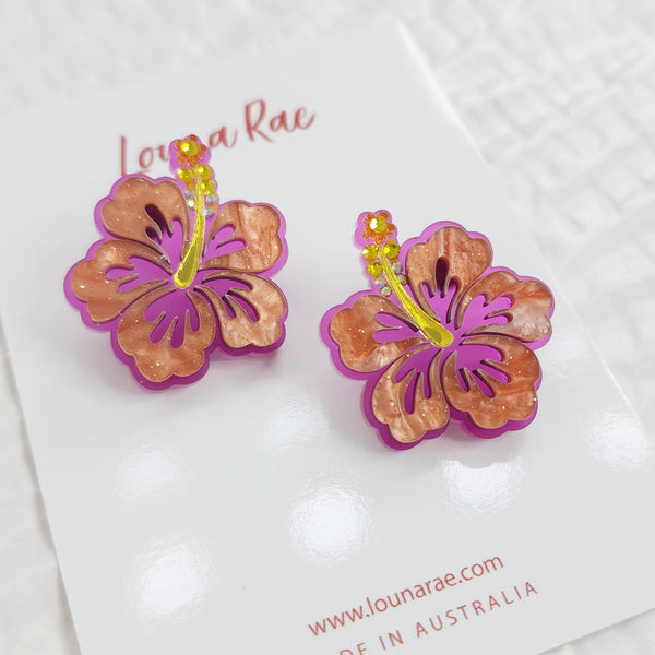 Hibiscus Stud Earrings - 003