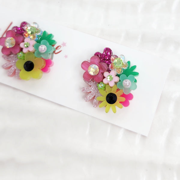 Flower Bouquet Stud Earrings - 011