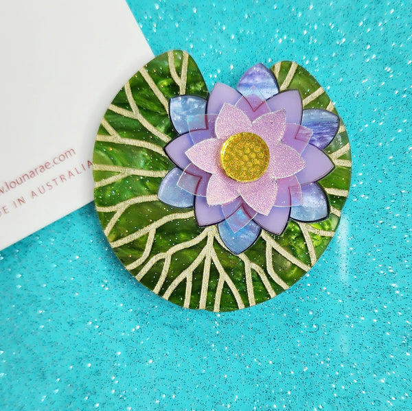 Water Lily Brooch - Purple