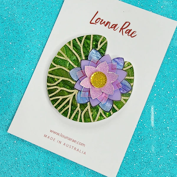 Water Lily Brooch - Purple