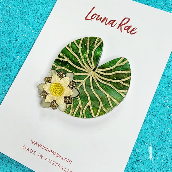 Water Lily Brooch - Yellow - Smaller