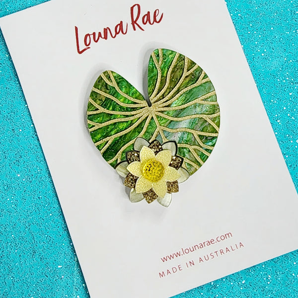 Water Lily Brooch - Yellow - Smaller
