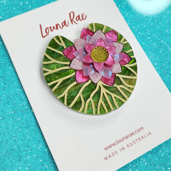 Water Lily Brooch - Pink