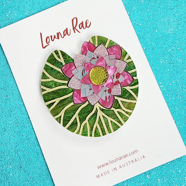 Water Lily Brooch - Pink