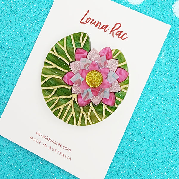 Water Lily Brooch - Pink