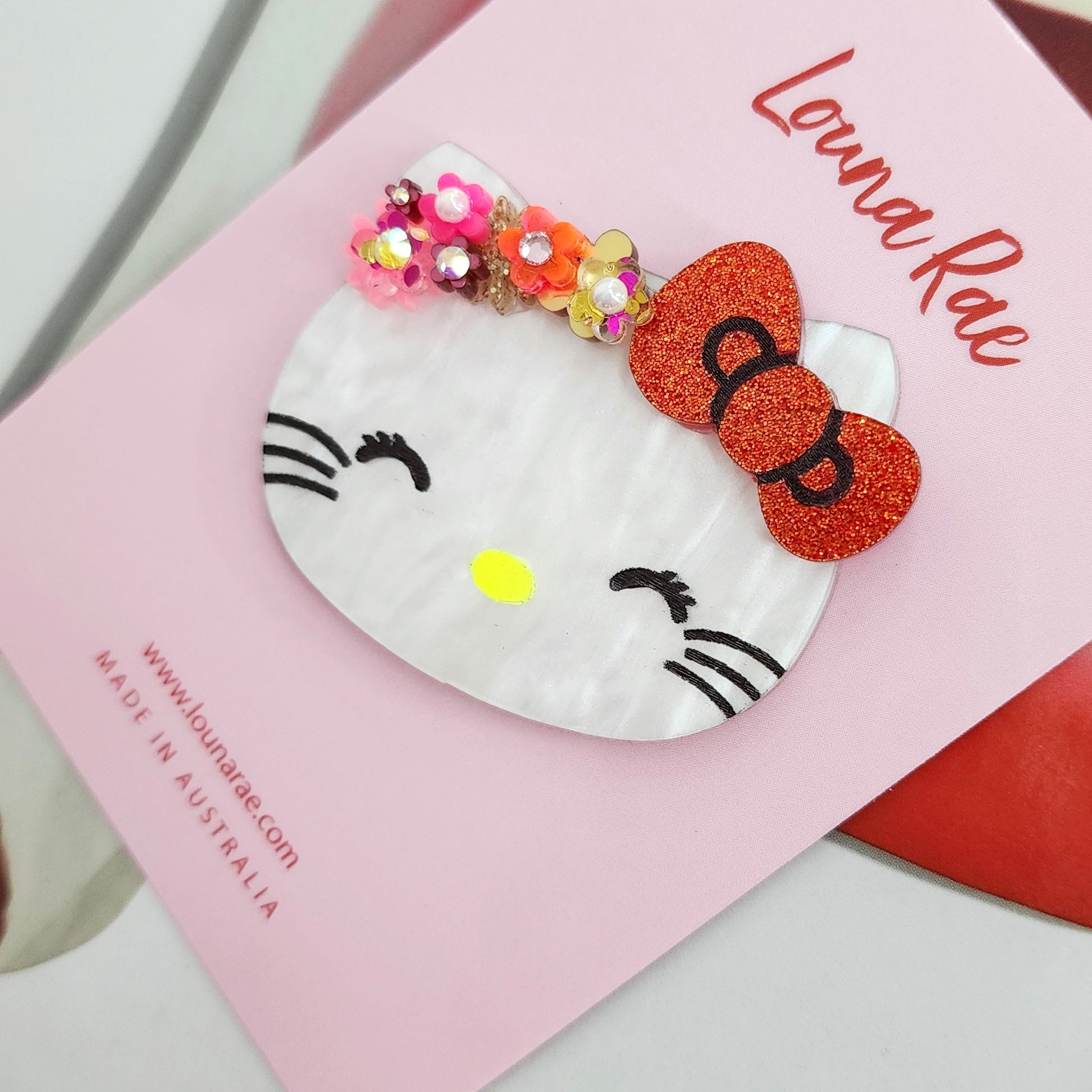Hello Kitty With Flower Headband Brooch