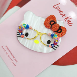 Hello Kitty With Glasses Brooch
