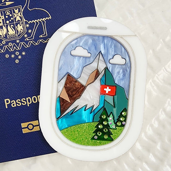 Window Seat View Brooch - Switzerland