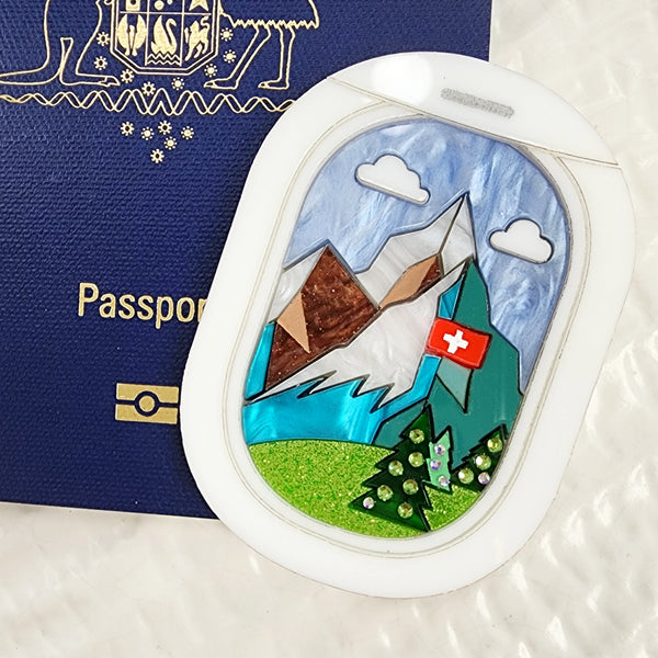 Window Seat View Brooch - Switzerland