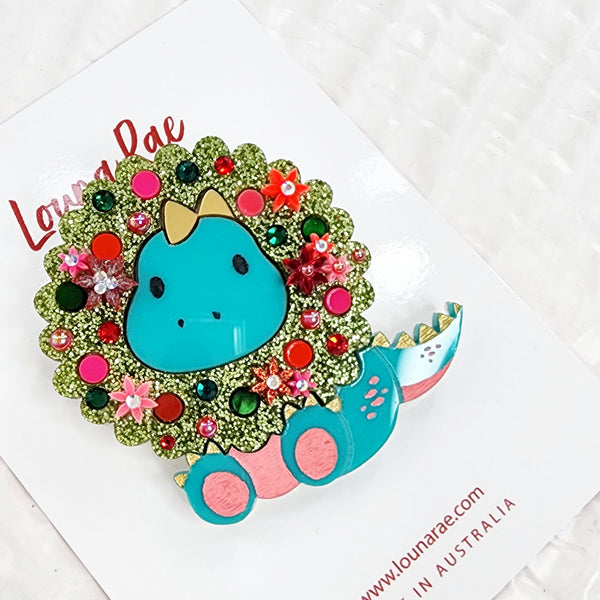 Christmas Dino Brooch