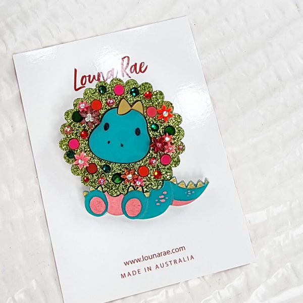 Christmas Dino Brooch