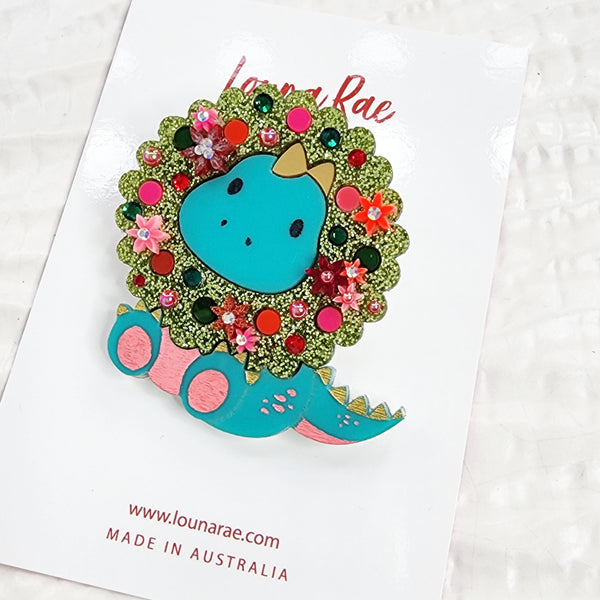 Christmas Dino Brooch