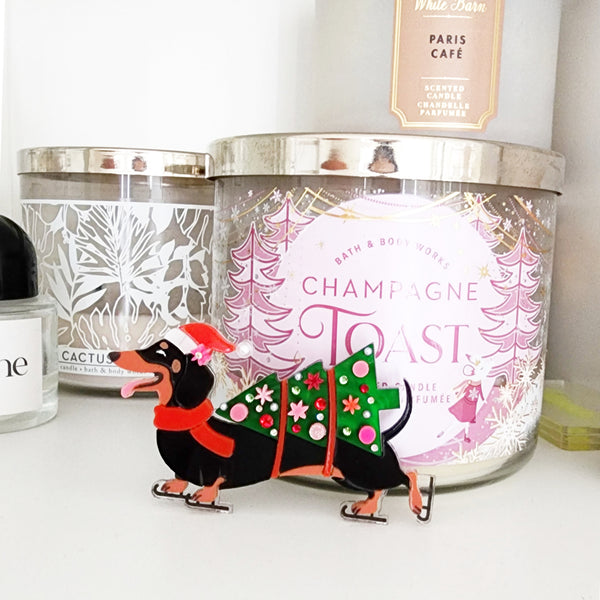 Christmas Dachshund Brooch